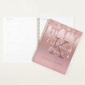 Monogram Roos Gold Drip Glitter Blush Pink Weddens Planner (Display)