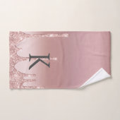 Monogram Roos Gold Drip Glitter Trendy Bad Handdoek (Handdoek)