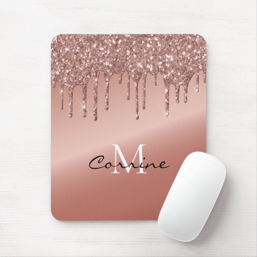 Monogram Roos Gold Driving Glitter Metallic Muismat (Met muis)