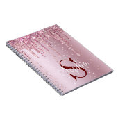 Monogram Roos Gold Driving Glitter Sparkles Notitieboek (Rechterzijde)
