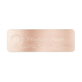 Monogram Roos Gold Elegant Return Address Labels
