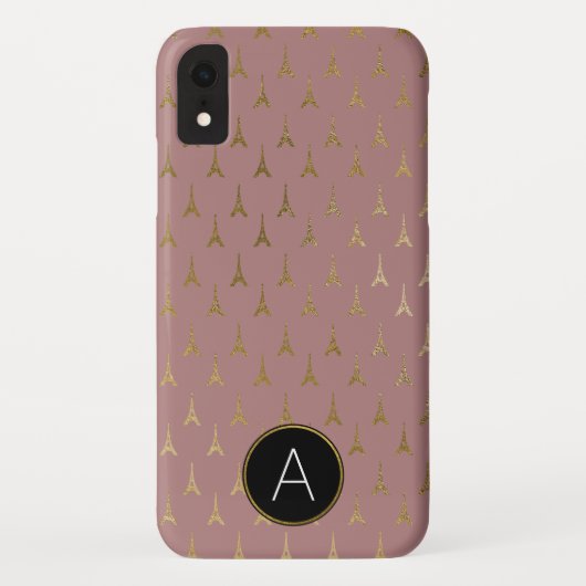 Monogram Roos Gold en Gold Foil Parijs Frankrijk Case-Mate iPhone Case (Achterkant)