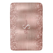 Monogram Roos Gold Faux-Glitter Girly Glam Badmat (Voorkant Verticaal)