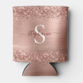 Monogram Roos Gold Faux-Glitter Girly Glam Blikjeskoeler (Voorkant)