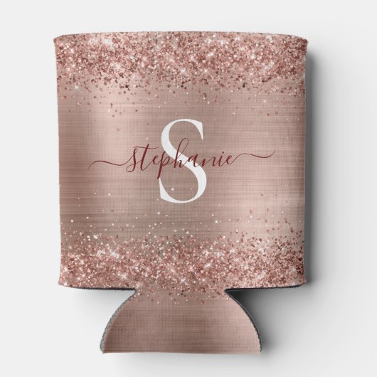 Monogram Roos Gold Faux-Glitter Girly Glam Blikjeskoeler (Achterkant)