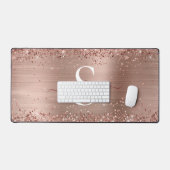 Monogram Roos Gold Faux-Glitter Girly Glam Bureaumat (Keyboard & Muis)