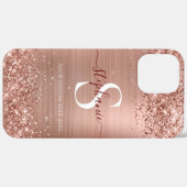 Monogram Roos Gold Faux-Glitter Girly Glam Case-Mate iPhone Case (Achterkant / Rechts)