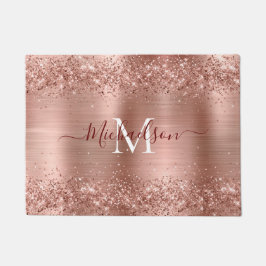 Monogram Roos Gold Faux-Glitter Girly Glam Deurmat