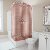 Monogram Roos Gold Faux-Glitter Girly Glam Douchegordijn (In situ)