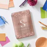 Monogram Roos Gold Faux-Glitter Girly Glam iPad Pro Cover<br><div class="desc">Deze fantastische iPad cover is voorzien van rozen gouden geborstelde metalen achtergrond met sprankelende Faux-Glitter randen. Voeg jouw naam en initiaal toe voor een persoonlijk tintje. Perfect om stijlvol onderweg te zijn.</div>