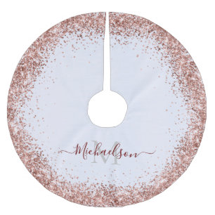 Monogram Roos Gold Faux-Glitter Girly Glam Kerstboom Rok