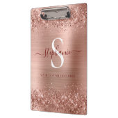 Monogram Roos Gold Faux-Glitter Girly Glam Klembord (Links)