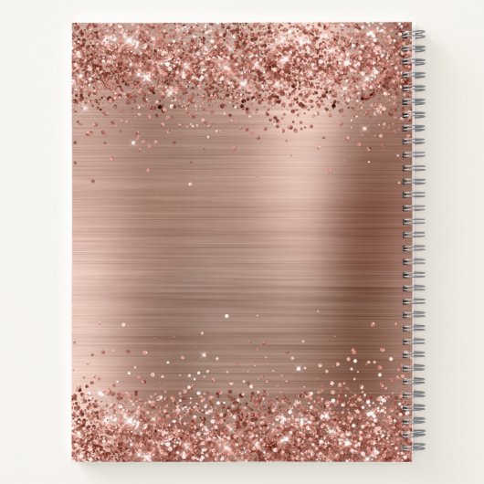 Monogram Roos Gold Faux-Glitter Girly Glam Notitieboek (Achterkant)