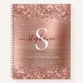 Monogram Roos Gold Faux-Glitter Girly Glam Notitieboek (Voorkant)