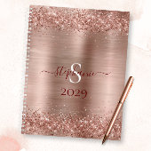 Monogram Roos Gold Faux-Glitter Girly Glam Planner