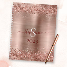Monogram Roos Gold Faux-Glitter Girly Glam Planner