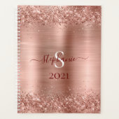 Monogram Roos Gold Faux-Glitter Girly Glam Planner (Voorkant)