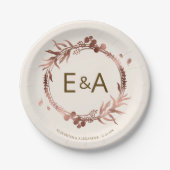 Monogram Roos Gold Foil Wedding Papieren Bordje (Voorkant)