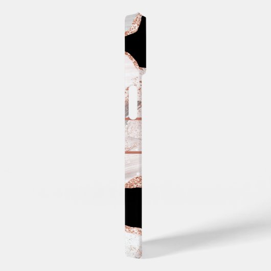 Monogram Roos Gold Glitter Agate Black White Swirl Case-Mate iPhone Case (Achterkant / Rechts)