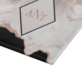 Monogram Roos Gold Glitter Agate Black White Swirl Snijplank (Hoek)
