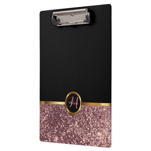 Monogram Roos Gold Glitter Design Klembord (Links)