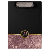 Monogram Roos Gold Glitter Design Klembord (Voorkant)