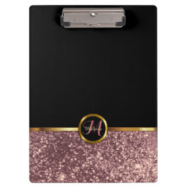 Monogram Roos Gold Glitter Design Klembord