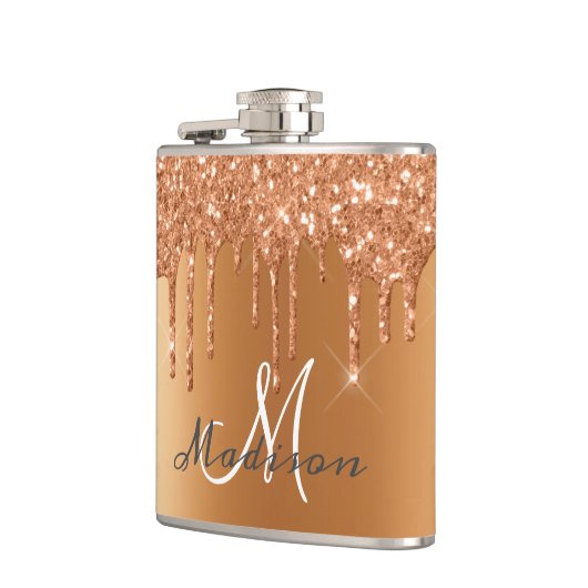 Monogram Roos Gold Glitter Drift Girly Sparkle Fla Heupfles (Links)