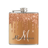 Monogram Roos Gold Glitter Drift Girly Sparkle Fla Heupfles (Voorkant)