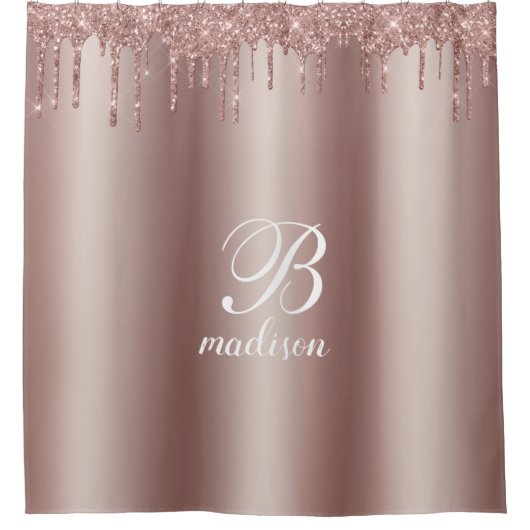 Monogram Roos Gold Glitter Drivers Douchegordijn (Voorkant)