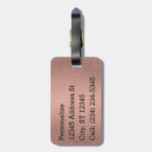 Monogram Roos Gold Glitter en Black Damask Bagagelabel (Achterkant verticaal)