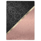 Monogram Roos Gold Glitter en Black Damask Clipbo Klembord (Achterkant)