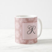 Monogram Roos Gold Glitter Geometric Pattern Koffiemok (Voorkant rechts)