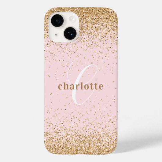 Monogram Roos Gold Glitter Girly Glam Case-Mate iPhone Case (Achterkant)