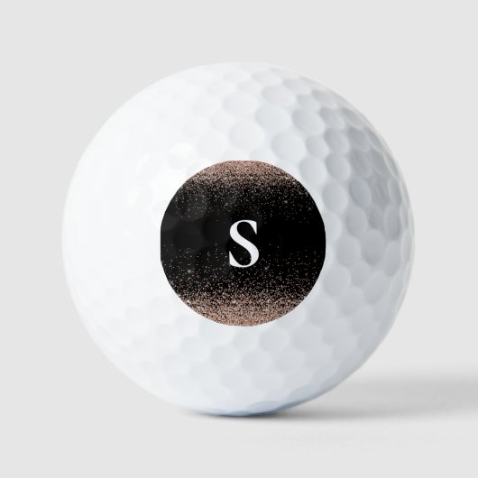 Monogram Roos Gold Glitter Golfballen (Voorkant)