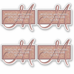 Monogram Roos Gold Glitter Hartelijk dank of adres Sticker