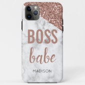 Monogram Roos Gold Glitter | Marble Boss Babe Case-Mate iPhone Case (Achterkant)