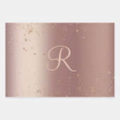 Monogram Roos Gold Glitter Script Trendy Inpakpapier Vel (Voorkant 3)