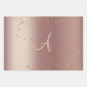 Monogram Roos Gold Glitter Script Trendy Inpakpapier Vel (Voorkant)