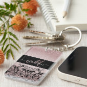 Monogram Roos Gold Glitter Sleutelhanger (Voorkant Rechts)