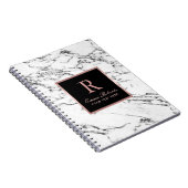 Monogram Roos Gold Initiaal Elegant White Marble Notitieboek (Rechterzijde)