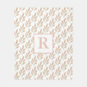 Monogram Roos Gold Leaf Design Fleece Blanket Deken (Voorkant)