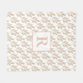 Monogram Roos Gold Leaf Design Fleece Blanket Deken (Voorkant (Horizontaal))