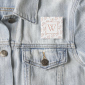 Monogram Roos Gold Leaves Vierkante Button 5,1 Cm (In situ)