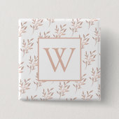 Monogram Roos Gold Leaves Vierkante Button 5,1 Cm (Voorkant)
