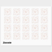 Monogram Roos Gold Leaves Vierkante Sticker (Vel)