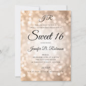 Monogram Roos Gold Licht Sweet 16 Birthday Kaart (Voorkant)