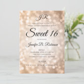 Monogram Roos Gold Licht Sweet 16 Birthday Kaart (Staand voorkant)