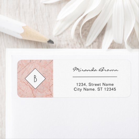 Monogram Roos Gold Marble Return Address Label (Insitu)