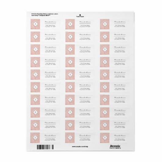 Monogram Roos Gold Marble Return Address Label (Full Sheet)
